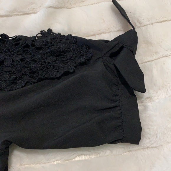 Black Dressy Shirt with crochet detail - Picture 3 of 6